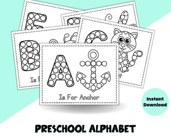Hojas de trabajo imprimibles del alfabeto Do-A-Dot / Hoja de trabajo imprimible del alfabeto con marcadores de puntos / Aprendizaje del alfabeto / Coloración con marcadores de puntos