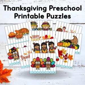 Thanksgiving Craft for Kids | Thanksgiving Puzzles Workbook Digital Download | Fall Worksheets & Activities for Preschool Kids Printable PDF