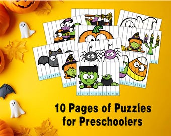 Halloween Printable Puzzles for Preschoolers | Halloween Puzzles for Kids | Halloween Activity Puzzles | Preschool Halloween Activities