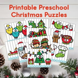Christmas Preschool Printable Puzzles | Educational Activities for Kids | Christmas Fun for Kids | Fun Holiday Games | Instant Download