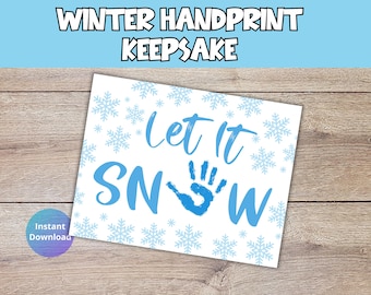 Let it Snow Handprint Keepsake Winter Craft for Kids | Handprint Craft Winter Keepsake Art | Printable Toddler Activity Winter Handprint Art
