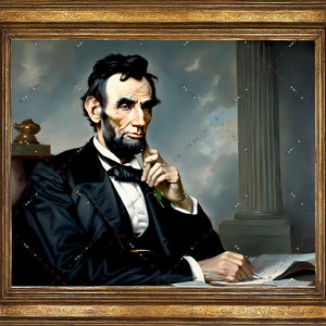 Abraham Lincoln  Portrait | Wall Art Oil Painting | Vintage Décor | PRINTABLE Digital Download