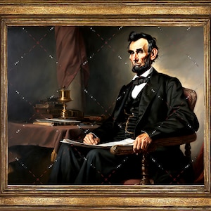 Abraham Lincoln  Portrait | Wall Art Oil Painting | Vintage Décor | PRINTABLE Digital Download
