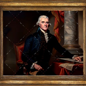 Thomas Jefferson Portrait | Wall Art Oil Painting | Vintage Décor | PRINTABLE Digital Download