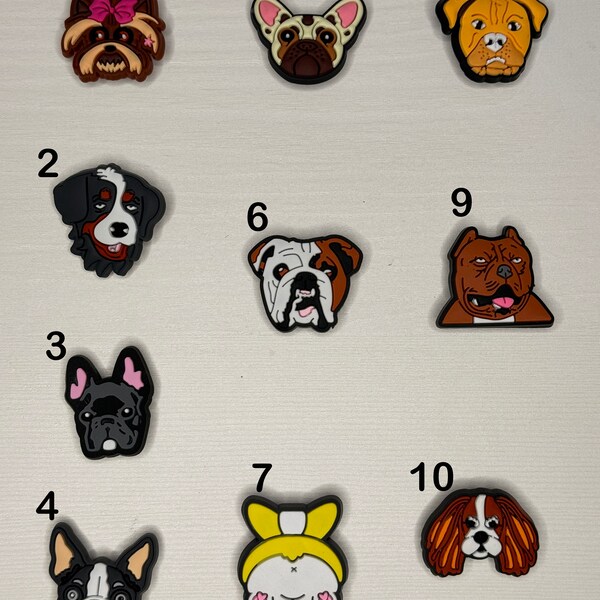 Kawaii Dogs Croc Charms • Yorkshire terrier • French Bulldog • English Bulldog • Corgi • French Mastiff • Spaniel • Boxer • Bernese •