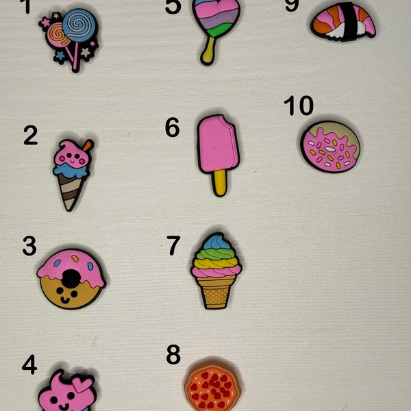 Croc Charms Cute Designs Pin Badge Cool Sweet Tooth Donuts Lollies Kawaii Cupcake Ice cream Sushi&Pizza Clogs Accessories for Her,Gifts