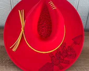 Kansas City Chiefs Custom Burned Hats