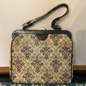 Vintage Kadin Needlepoint Floral Tapiz/Alfombra Bolso