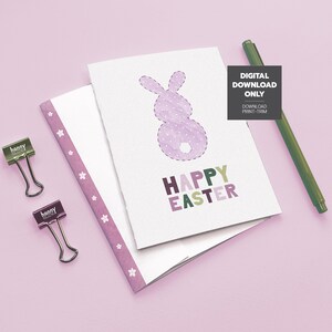 Carte de voeux de Pâques imprimable, carte de lapin de Pâques, téléchargement immédiat