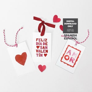Etiquetas de regalo del día de San Valentín para imprimir, Spaanse Valentijnsdag afdrukbare cadeaukaartjes, Instant Download
