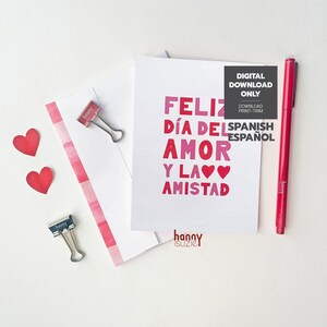 Tarjeta Dia del Amor para imprimir, Cartão de Dia dos Namorados em espanhol para impressão, Vale-presente bilíngue, Tarjeta em espanhol, Download instantâneo