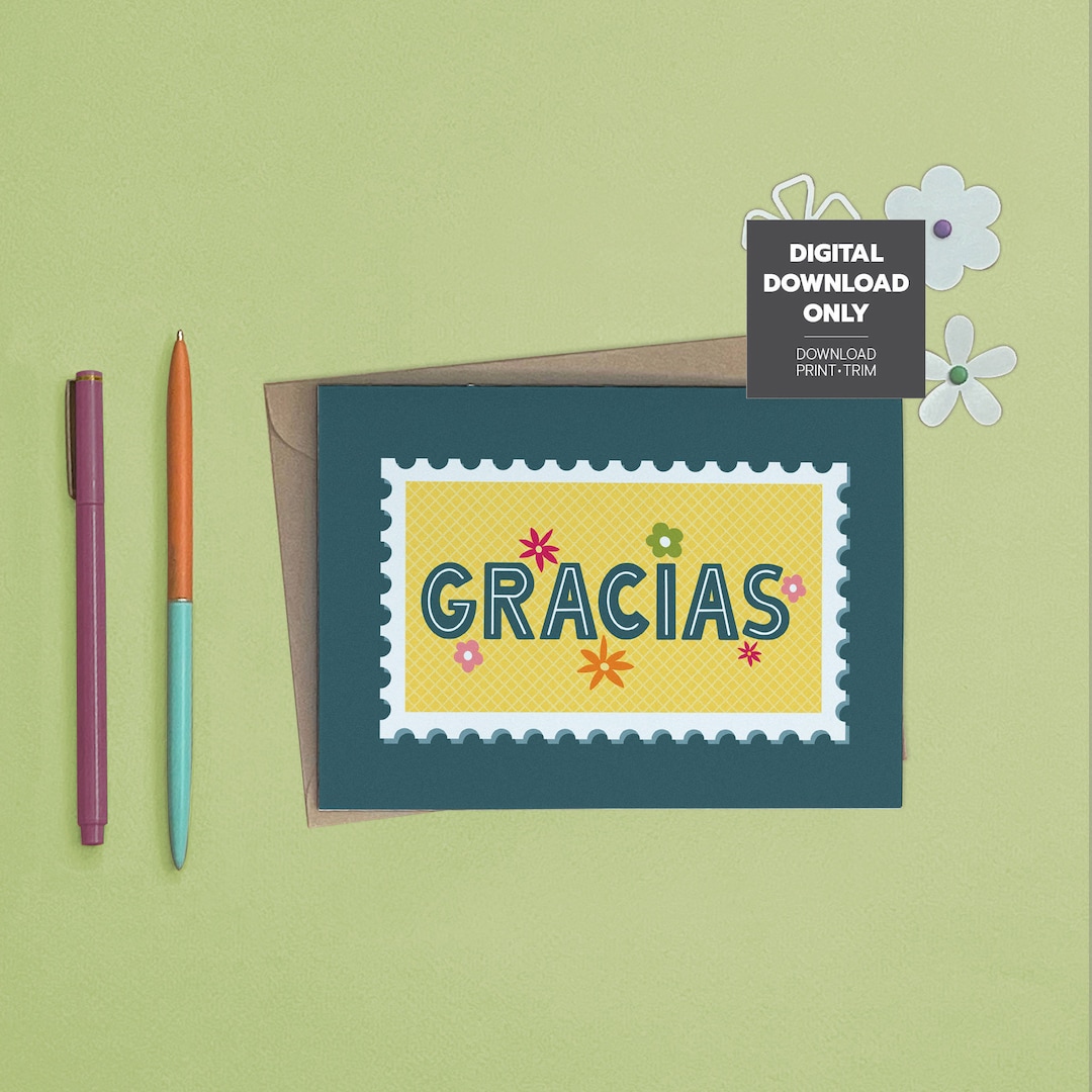 Gracias Printable Card Spanish Thank You Printable Card Etsy