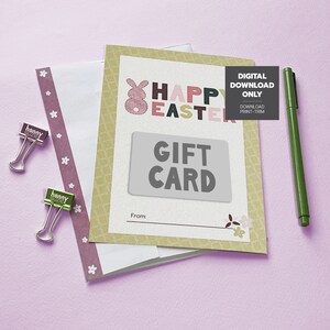 Frohe Ostern Geschenk Kartenhalter, Osterhase Karte, Instant Download