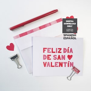 Tarjeta Feliz Dia de San Valentin para imprimir, afdrukbare Spaanse Valentijnsdagkaart, Instant Download