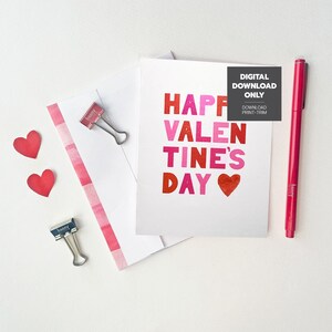 Cartão de Feliz Dia dos Namorados para Imprimir, Cartão de Corações, Download Instantâneo
