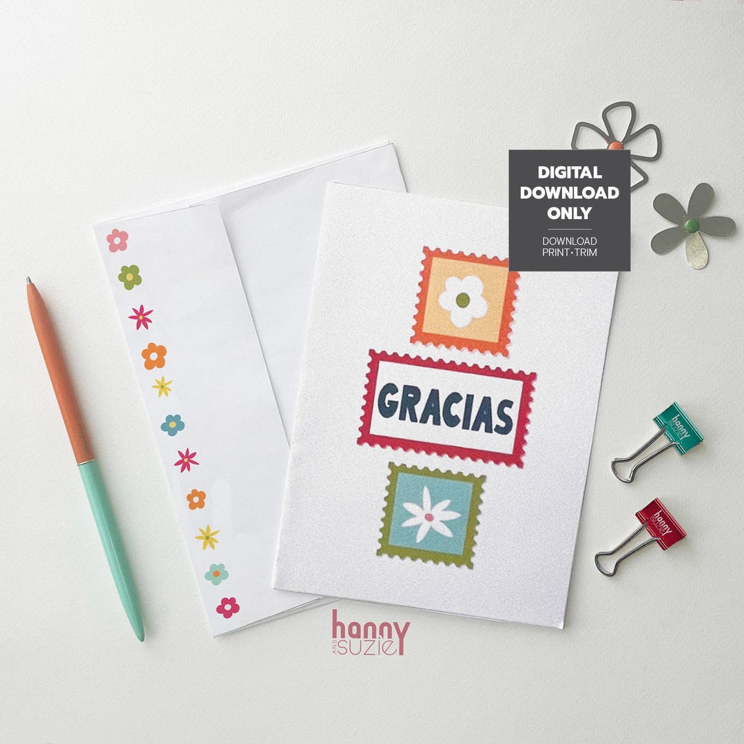 Gracias Card, Spanish Thank You Printable Card, Spanish Thank You Card ...