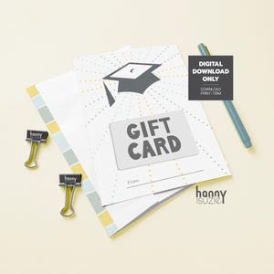 Porta-cartão-presente para impressão de boné de formatura, Porta-presente para formatura, Cartão-presente para parabéns pela formatura, Classe de 2025, Download instantâneo