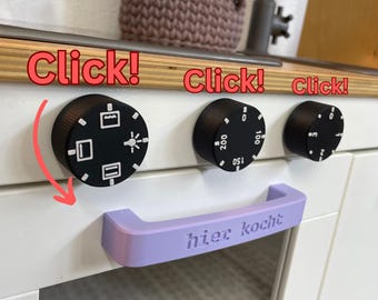 Drehknöpfe KLICK Herd Ofen für Ikea Duktig Kinderküche Matschküche in Wunschfarbe