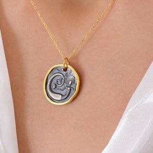 Gold Antique Mermaid Necklace - Jewellery Pendant - Unique Mermaid Oxidized Necklace - Gift for Her - Gift for Mother - Summer Jewellery