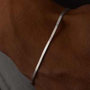 Sterling Silber Flach Schlangenkette Armband, Minimalist Schmuck für Herren
