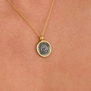 14 K Gold Handmade Antique Evil Eye Necklace ,  Protection Necklace , Boho Evil Eye , Healing Eye Jewelry , Evil Eye Gift ,Spiritual Jewelry