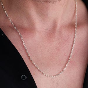 925 Sterling Silver Mariner Chain Necklace for Men – Solid Silver Link Chain, Minimalist Everyday Jewelry, Unisex Silver Gift
