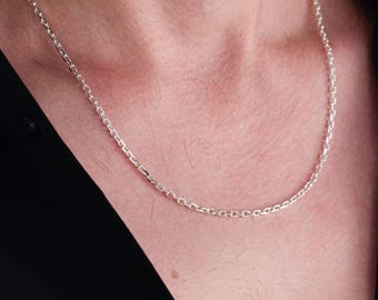Collar de cadena tipo cable de plata de ley: joyería minimalista unisex