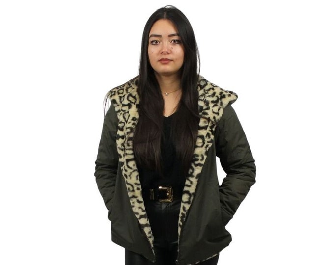 Featured listing image: Laura Jo - French Brand from Paris - Reversible Waterproof Parka Coat - Khaki / Leopard