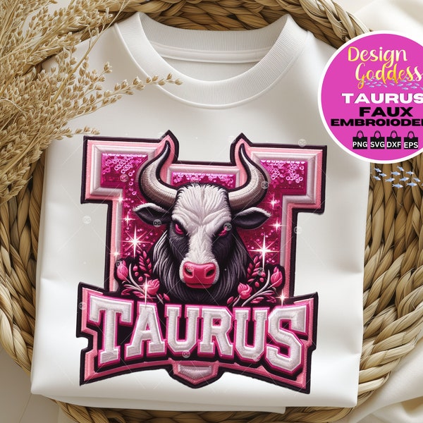 Taurus Varsity Patch, Taurus SVG, Taurus PNG, Taurus Faux Embroidery, Faux Embroidery Png, Zodiac Png, Taurus birthday, horoscope svg, SVG