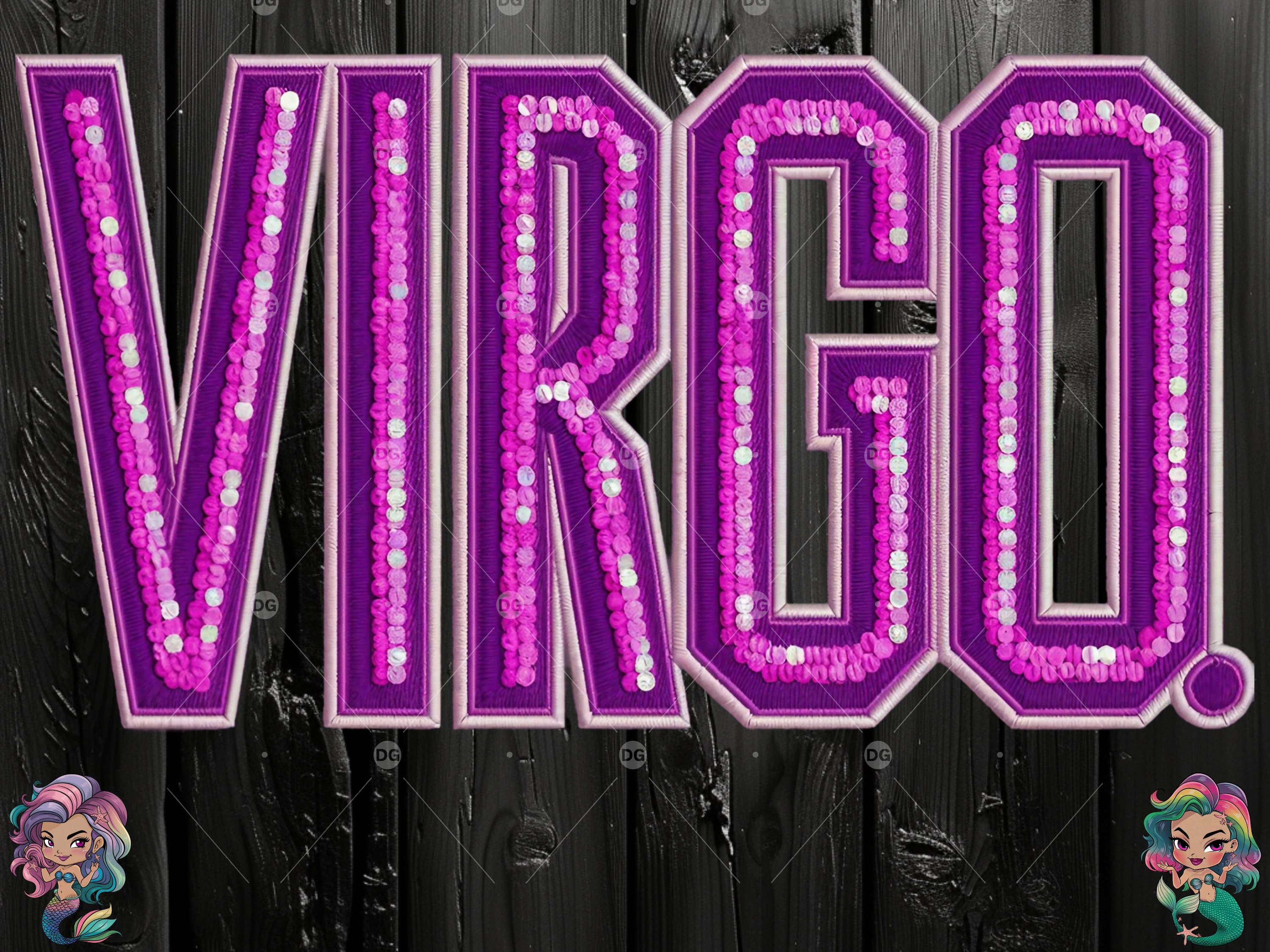 Virgo PNG, Virgo Birthday, Virgo Season, Faux Sequin, Zodiac Png, Dope