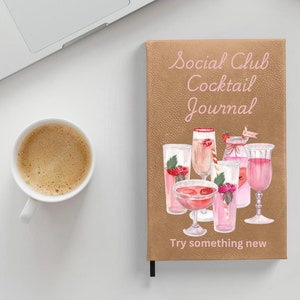 Social Club Cocktail Journal – Try Something New, Social Club Cocktail Recipe Book – Black & Pink Design, Drink Recipe Notebook