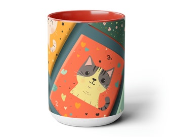 Entdecke den Charm unserer Katzen in Two-Tone 15 oz. Kaffeetasse - Ideales Geschenk für Sie oder Ihn!