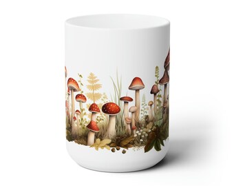 Colorful Mushroom Ceramic Mug, 15oz