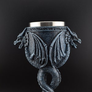 Twin Dragon Goblet, Handcrafted Goblet 6oz, Dragon Spirit Chalice, Perfect Gift for Fantasy Lovers