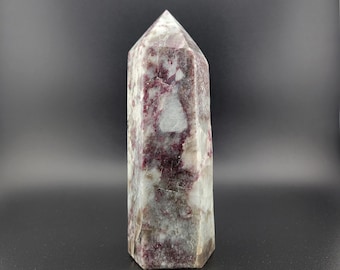 Pink Tourmaline Tower with Smokey Quartz Inclusions | Heart Chakra Crystal, Grounding Stone