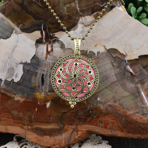 Aromatherapy Mandala Diffuser Necklace, Spiritual Mandala Design with Magnetic Closure, Perfect Wellness Gift