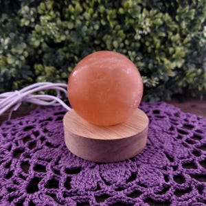Orange Selenite Sphere with color changing light - 59mm Tranquil Energy for Meditation and Cleansing - Positive Crystal Vibes