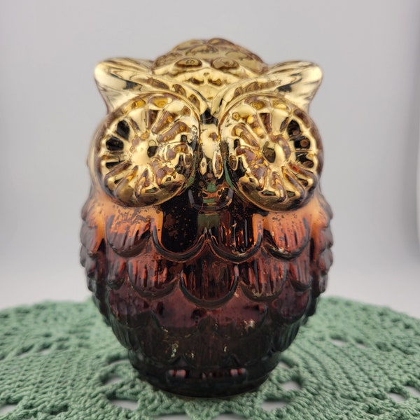 Enchanting Vintage Umbrea Amber Mercury Glass Owl - Transformative Night Light Decor