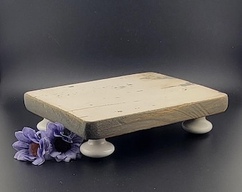 Reclaimed Wood Altar Table, Rustic Witch Decor, Porcelain Feet, Crystal Display
