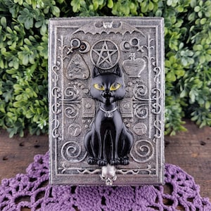 Black Cat Tarot Deck Storage Box: Mystical Pentacle Altar Decor