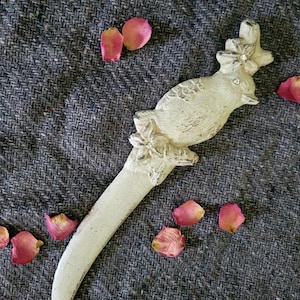 Vintage Art Deco Bird Letter Opener Athame | Cast Iron Ritual Knife | Vintage Rhinestone Dagger | Witch Altar Tool | Ceremonial Blade