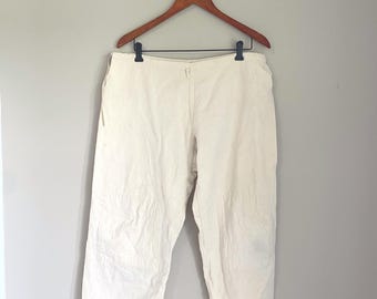Vintage Karate Pants / 100% Cotton w/ Side Tie Closure / 80s / Size Large