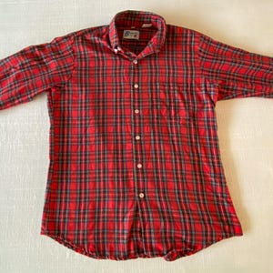 Vintage 1990s Plaid Flannel Button-Down Work Shirt - Size M - Bonda Bay Company