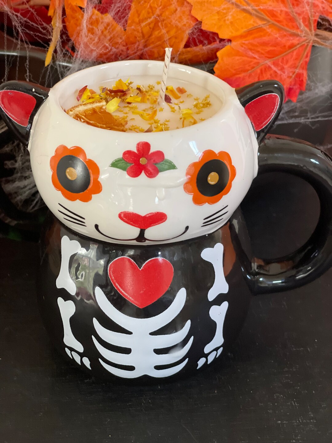 Halloween Candles/day of the Dead/ Sugar Cat/ Dia De Los Etsy