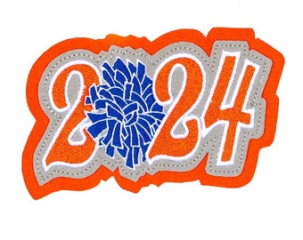 School Year Pom Pom Custom Embroidered Patches for Letterman Jackets, Bags - Personalized Color Design