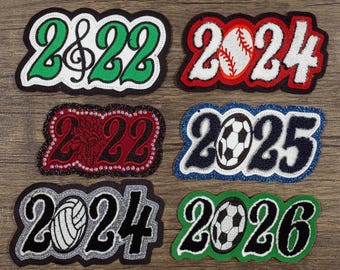 School Year Sports Custom Embroidered Patches for Letterman Jackets, Bags - Personalized Color Design