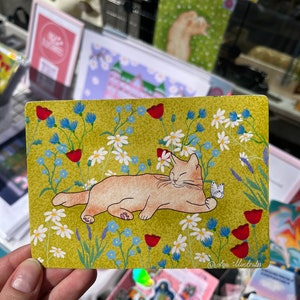 Tarjeta de felicitación para gatos, lindo regalo de cumpleaños para el mejor amigo, regalo para la persona gato, gato encantador