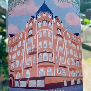 Carte postale d'Helsinki, jolies maisons, belles fleurs, cadeau d'anniversaire pour un meilleur ami, architecture d'Helsinki