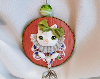 Christmas tree toy. Pinkeep. Cat . Glamorous trinket. Interior decor. Decor for a bag.