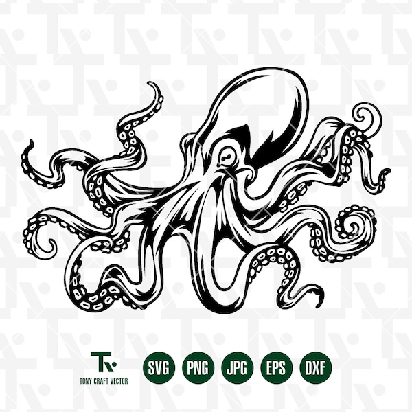 Pulpo svg / Pulpo Clipart svg / archivo cortado para Cricut Silhouette / Animal marino bajo el agua / Pulpo imprimible arte svg / Pulpo png